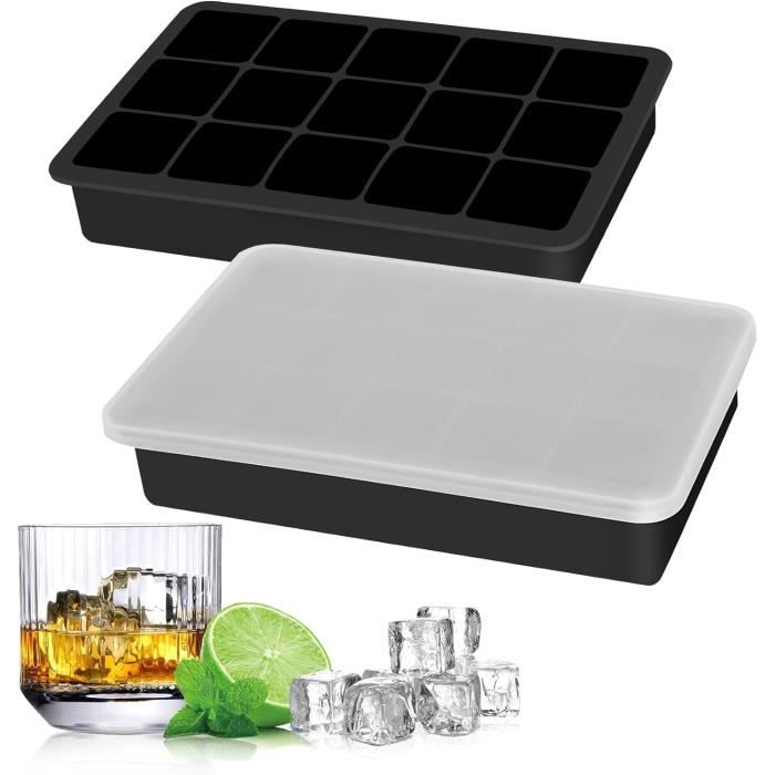 Bac à Glaçons En Silicone Avec Couvercle - Glaçons Carrés Rainurés - Empilable, Sans BPA, Lavable Au Lave-vaisselle