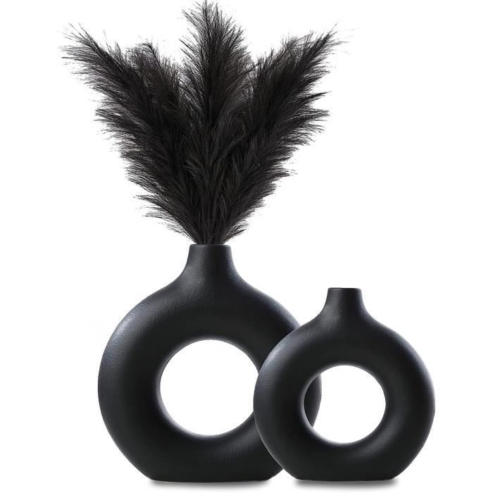 Vase Décoratif Kingbar Noir Mat - Céramique Haute Qualité - Design Minimaliste - 16.2x21.5cm