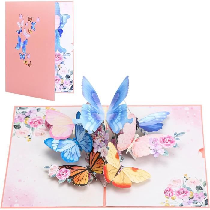 Carte D'anniversaire Douce - Motif Fleurs Et Papillons, Pour Les 80 Ans D'une Femme, Neuf