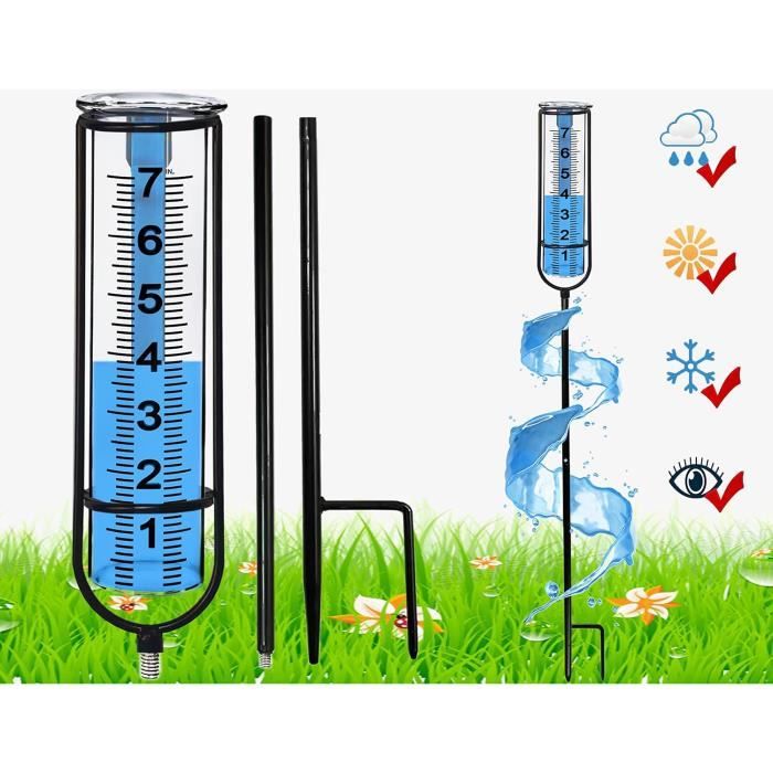 Pluviomètre En Verre Tokaneit Avec Piquet Métal - Résistant Au Gel, Échelle Claire - Pour Jardin Et Décoration Extérieur
