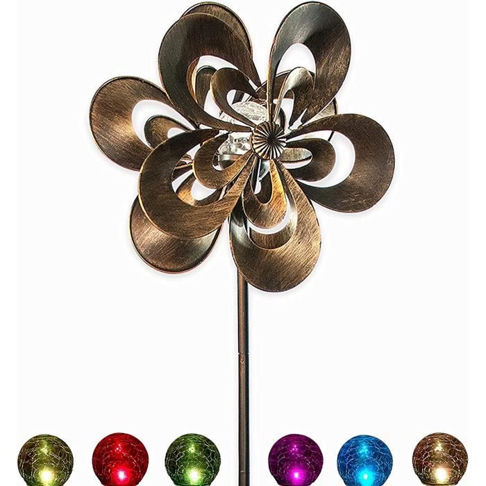 Moulin à Vent Solaire En Forme De Paon 78,7 Cm - Éolienne LED Multicolore Étanchée Avec Piquet Pour Jardin, Pelouse Et Terrasse