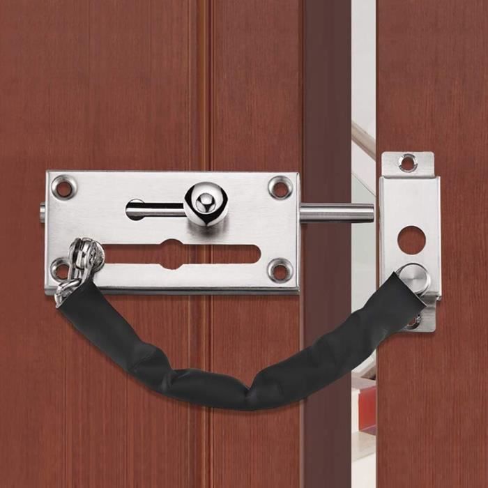 Verrou à Chaîne De Sécurité Pour Porte - En Acier Inoxydable 304 Noir, Facile à Installer, Protection Renforcée