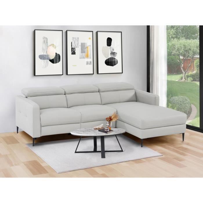 Canapé d'angle Gris Cuir Design Confort