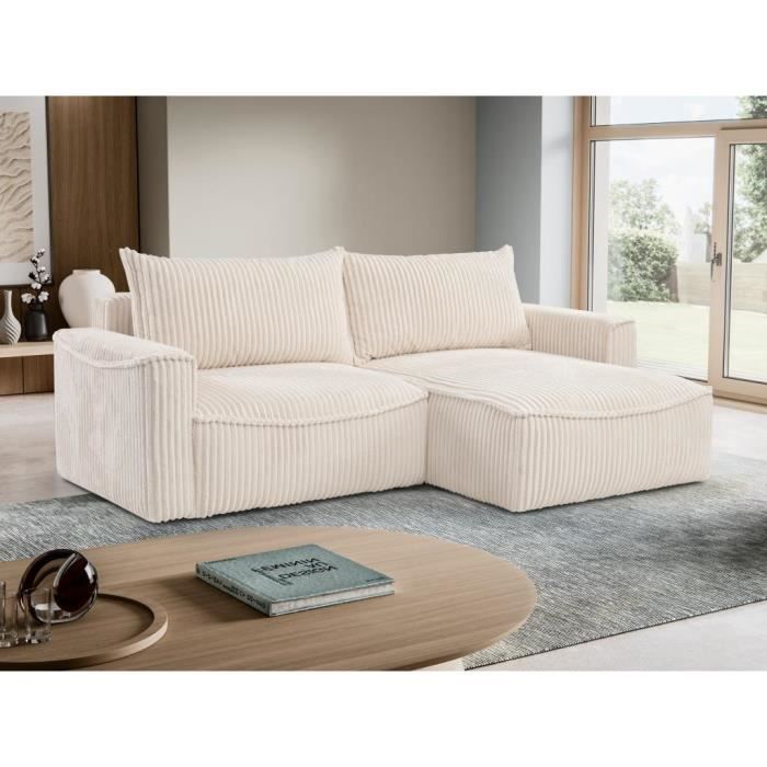 Canapé d'angle Beige Tissu Design
