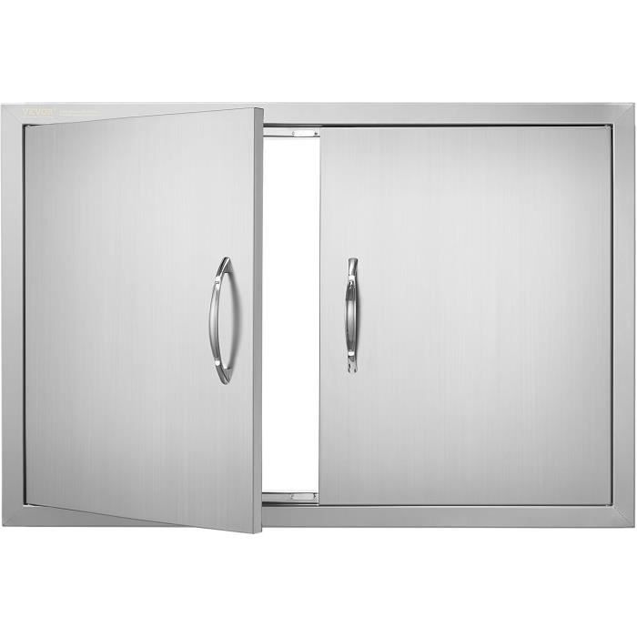 VEVOR Porte D'Accès Barbecue Double Porte Cuisine Extérieure 838x558x46 Mm Acier Inoxydable Argentée Avec Poignées