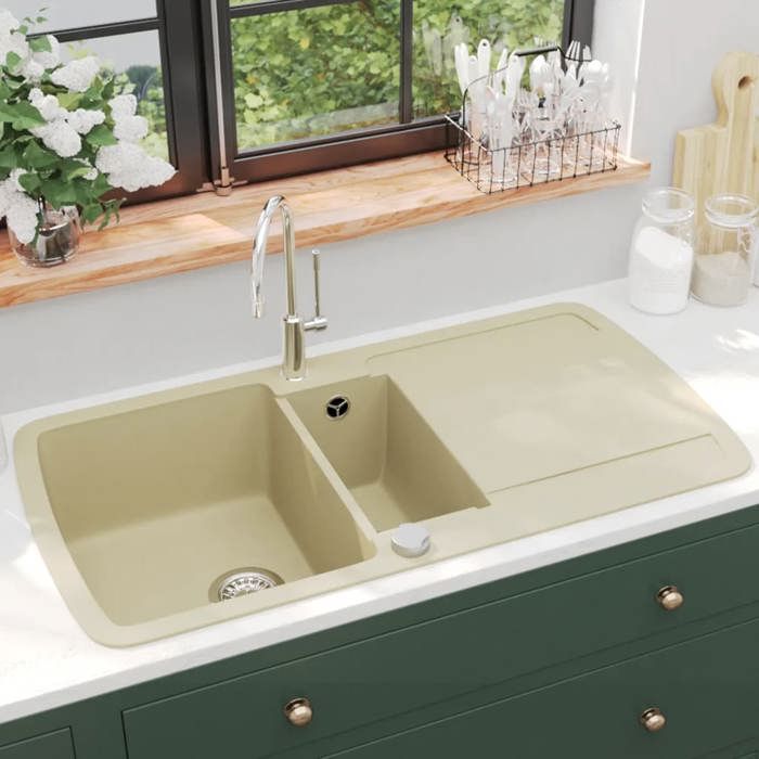 VidaXL Double lavabo Granit - vue 5