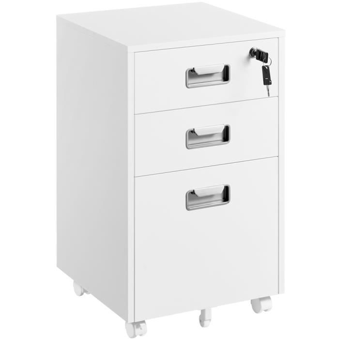 Yaheetech Caisson de Bureau Mobile Caisson de Rangement avec 3 Tiroirs Armoire de Bureau Dossiers Suspendus 40 × 40 × 66 5 cm Blanc Yaheetech Caisson de Bureau Mobile Caisson de Rangement avec 3 Tiroirs Armoire de Bureau Dossiers Suspendus 40 × 40 × 66 5 cm Blanc