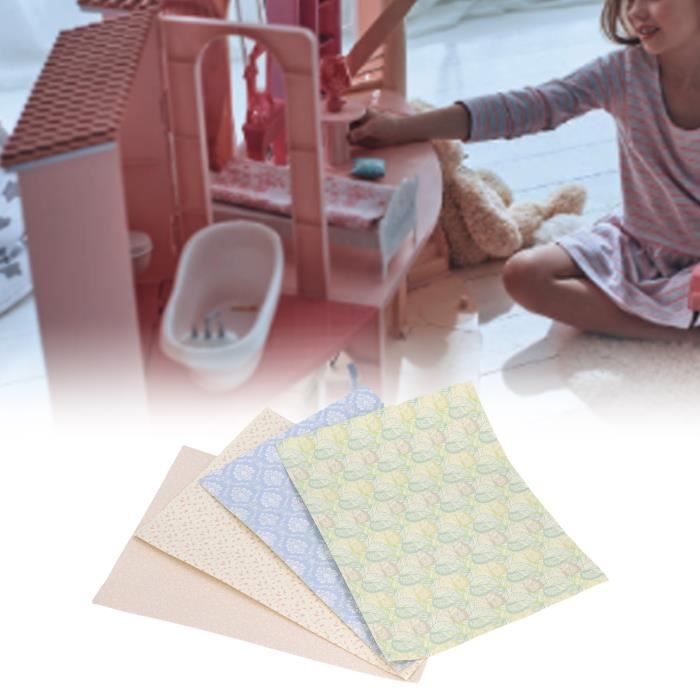 ANGGREK 1:12 Échelle Maison De Poupée Papier Peint 4 Feuilles Différents Modèles Belles Miniatures Poupées Maison Papier Peint, Poupées Maison Papier