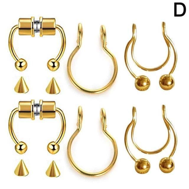 Faux Piercing Nez Anneau Septum Clip Sur Tressé Vintage Z491 - Neuf Avec étiquettes, Acier Chirurgical