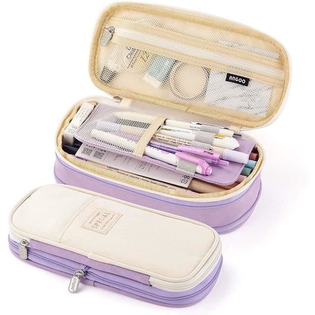 Trousse à stylo,Angoo-Trousse à crayons de couleur pure,sac à stylos à  fentes multiples,grande trousse de - Lavender Purple - Cdiscount Bagagerie  - Maroquinerie