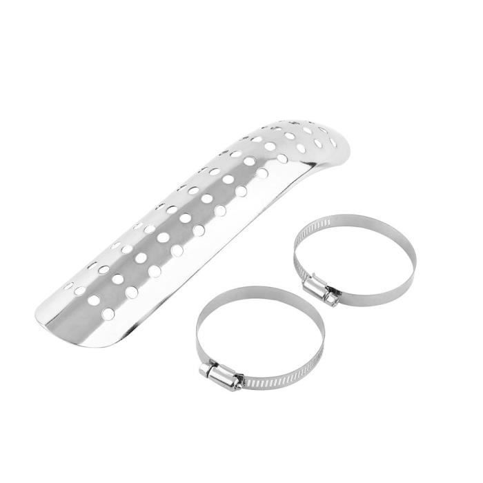 Pare-chaleur échappement Moto Universel - Acier Inoxydable, Trous Rayonnants, 2 Pinces Réglables, Protection Et Décoration