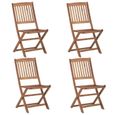 Chaise de jardin pliante en bois d'acacia avec coussins - Ven-9973 - Lot de 4 - Marron - Naturel - Beige-1
