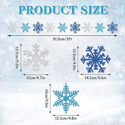 Lot De 2 Bannières Blanches à Paillettes En Forme De Flocon De Neige, Décorations De Fête De Noël, Décorations De Fête Prénatale D'hiver