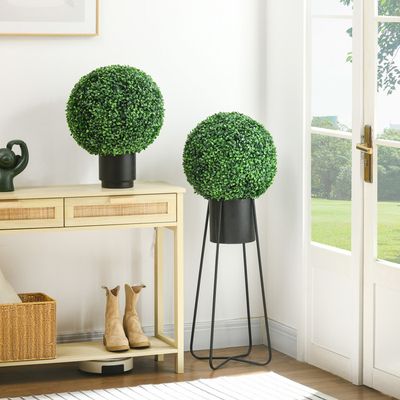 Lot De 2 Topiaires Cyprès Artificiels 50 Cm – Résistants UV, Avec Piquets – Pour Extérieur/intérieur