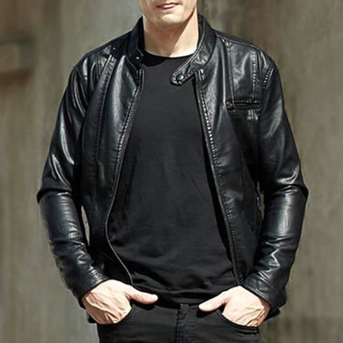 Le noir 6 Generique Blouson Cuir Moto Homme Vintage Mode A Manche Longues Manteau Grande Taille Veste Style Motard Jacket Blouson Cdiscount Sport