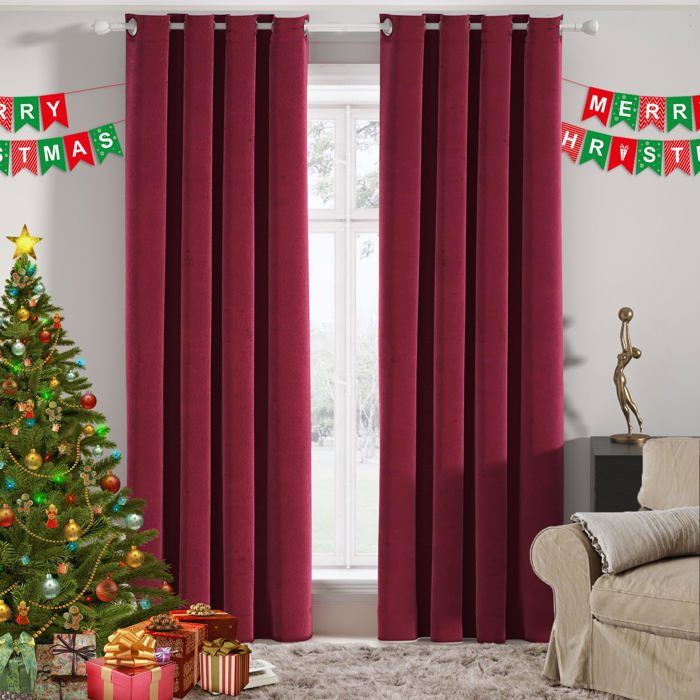 Rideaux Occultants Ystyle Lot De 2 - 140x225cm, Isolation Thermique/acoustique, Bourgogne