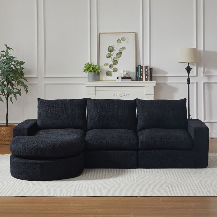 Canapé Chenille modular double cushion Chenille Noir with no specified — free download
