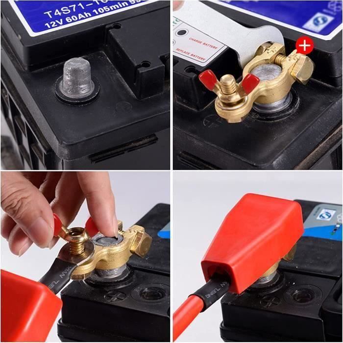 2 Pièces Cosse Batterie Cuivre, Connecteur Borne Rapide Positives Negatives Pur Avec Tampon Anti Corrosion Cosses De Batterie Pour Voitures Camions Bateaux Maisons Mobiles 91983978
