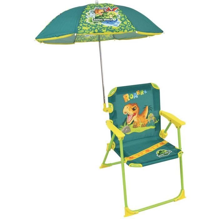 Chaise pliante avec parasol - 37 x 27 x H 46 cm - Vert France