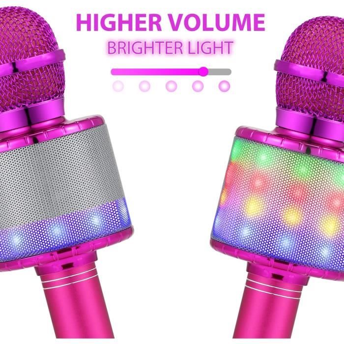 Microphone sans fil musical chantant pour enfant, microphone karaoké sans fil avec haut-parleur et éclairage LED RVB Microphone sans fil musical chantant pour enfant, microphone karaoké sans fil avec haut-parleur et éclairage LED RVB