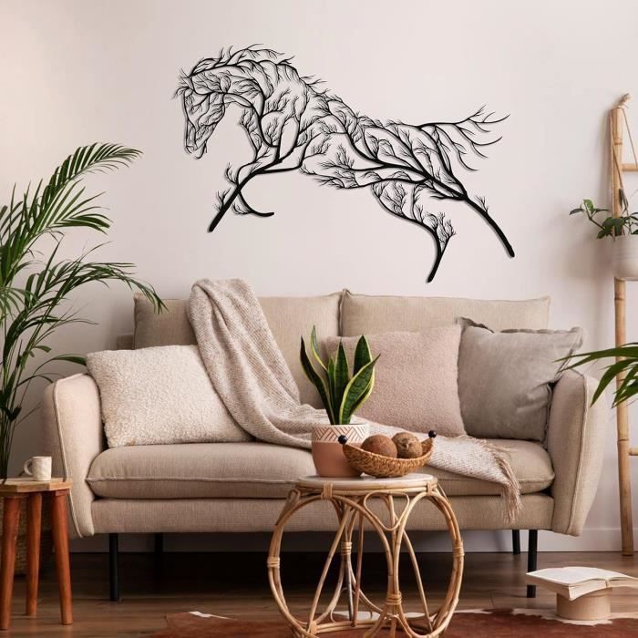 DEKAON Décoration murale en métal, cheval d'arbre, décoration de