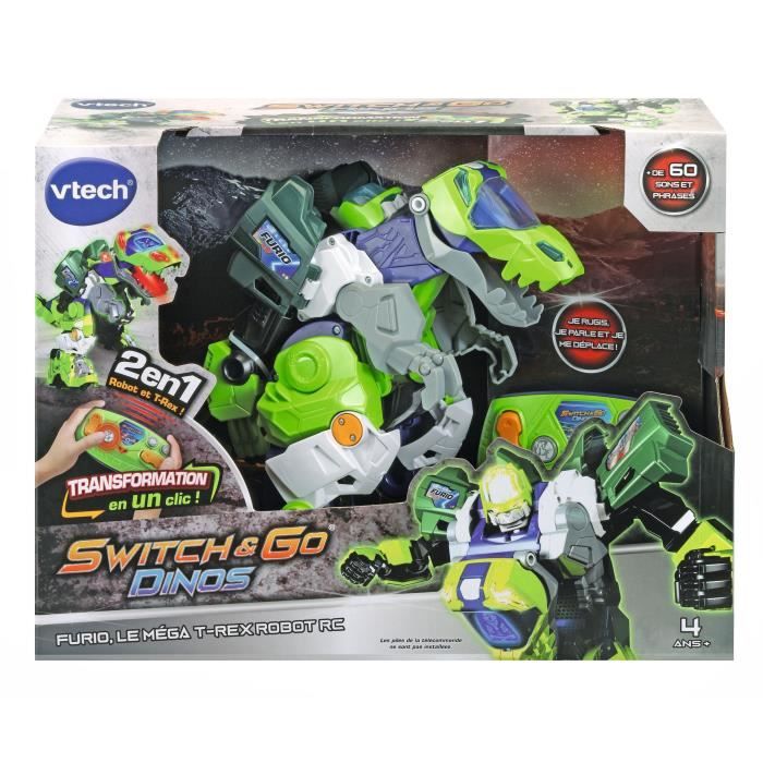 Vtech - Switch & Go Dinos, Maxi Dinosaure Sonore Télécommandé Furio, Le Méga T-Rex Robot Radiocommandé, Jouet 2 En 1 Transformable En 1 Clic, Cadeau Enfant Dès 4 Ans - Contenu En Français refurbished Vtech - Switch & Go Dinos, Maxi Dinosaure Sonore Télécommandé Furio, Le Méga T-Rex Robot Radiocommandé, Jouet 2 En 1 Transformable En 1 Clic, Cadeau Enfant Dès 4 Ans - Contenu En Français refurbished