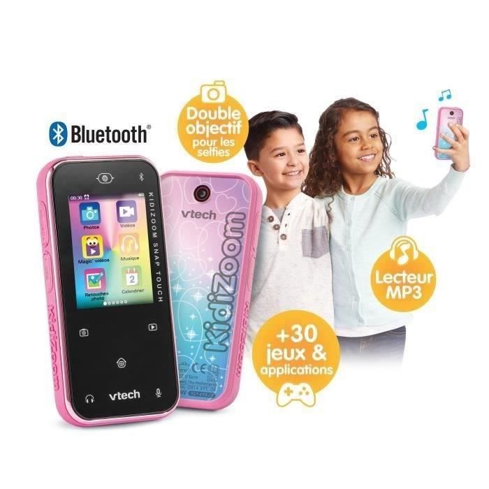 VTech - KidiZoom Snap Touch Rose, Appareil Photo Numérique Portable,  Selfie, Vidéo, Écran Tactile Couleur, Lecteur MP3, Bluetooth, Cadeau Enfant  et Ado de 6 à 13 Ans - Contenu en Français 