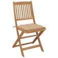 Chaise de jardin pliante en bois d'acacia avec coussins - Ven-9973 - Lot de 4 - Marron - Naturel - Beige-2