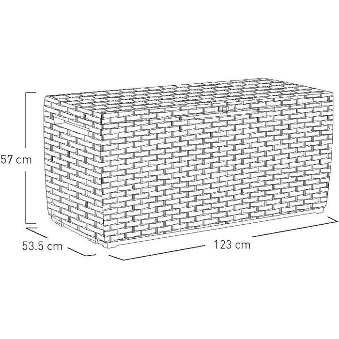 Coffre De Jardin Keter Capri 302L - Anthracite Style Rotin (Étanche Et Anti-UV)