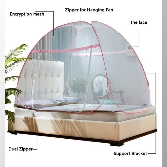Moustiquaire De Lit Pop-up 180x200 Cm - 3 Portes Avec Fond - Protection Anti-moustiques Pour Voyage, Camping, Intérieur