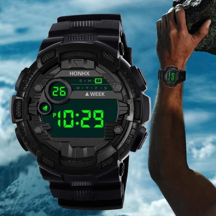 Montre Homme Pas Cher Montre De Luxe Numerique A Del Pour Hommes Avec Montre Electronique Exterieure Des Hommes De Black Achat vente montre Homme Enfant Cuir Neuf Cdiscount