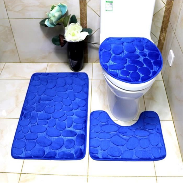 Pièces Tapis de Toilette Bleu Doux Confortable Flanelle Tapis de Bain