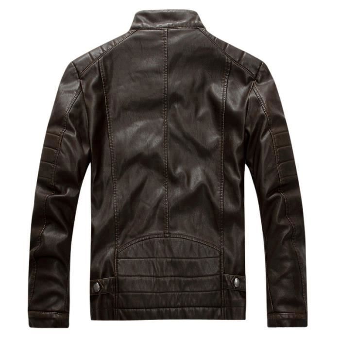 VESTE CUIR HOMME PU HIVER SLIM MOTARD VETEMENT MASCULIN Jaune Cdiscount Pret a Porter