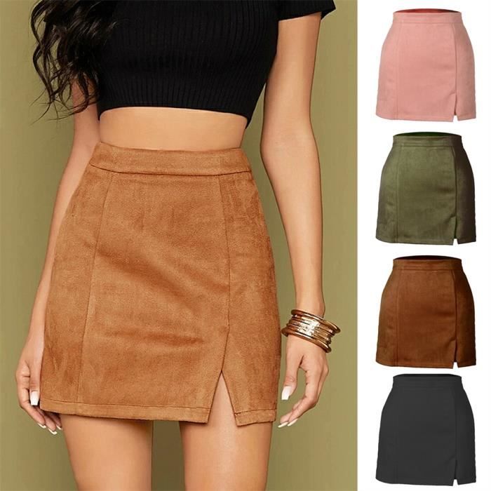 Femme Jupe Moulante Fendue Soiree Business Jupe Courte Taille Haute Jupe Crayon Stretch Casual Bodycon Midi Pencil Skirt Beige Beige Cdiscount Pret a Porter