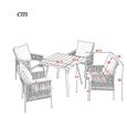 Ensemble table et chaise de jardin 4 places - 1 table carrée et 4 chaises - structure en fer galvanisé - PE Rotin - Naturel-3