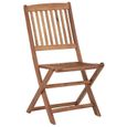Chaise de jardin pliante en bois d'acacia avec coussins - Ven-9973 - Lot de 4 - Marron - Naturel - Beige-3