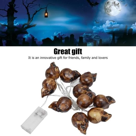 Fdit Guirlande Lumineuse D Halloween Led Skull String Light 10leds Horrible Realiste A Piles Halloween Light Pour La Cour De Fete Cdiscount Maison