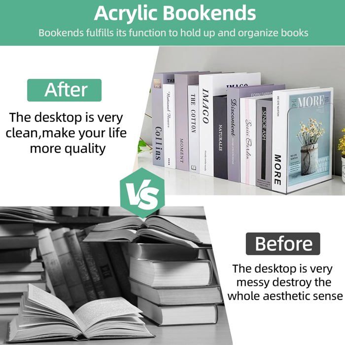 Ensemble de serre livres, serre livres en acrylique transparent