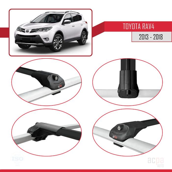 Barres De Toit Aluminium Pour Toyota RAV4 2013-2018 | Charge Jusqu'à 75 Kg, Facile à Monter | Pour Coffre, Vélo, Ski