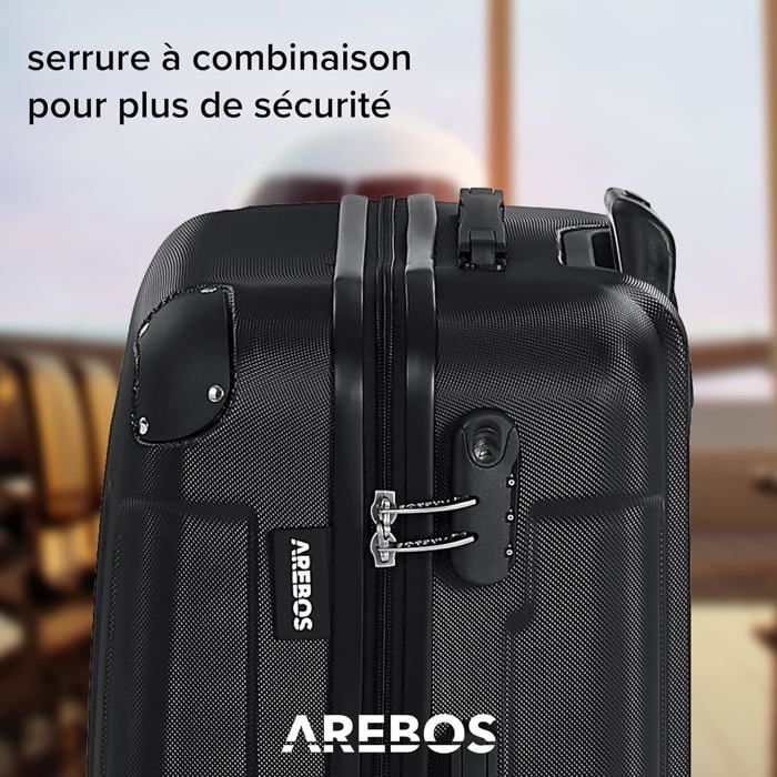 Set De 4 Valises Royal Swiss – Coque Rigide, Roues 360°, Serrure TSA, Noir, Tailles XS à L Pour Tous Vos Voyages