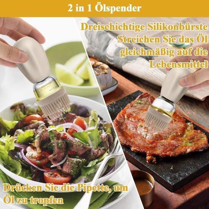 Distributeur D'huile Avec Pinceau, Bouteille D'huile En Verre Avec Pinceau En Silicone Pour Cuisine-COCOTTE - Maison