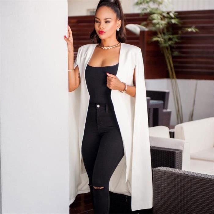 Veste blanche longue femme new arrivals