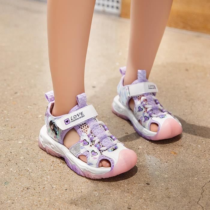 Sandales Fille Chaussures de Ete Violet Boucle de serrage Synthetique