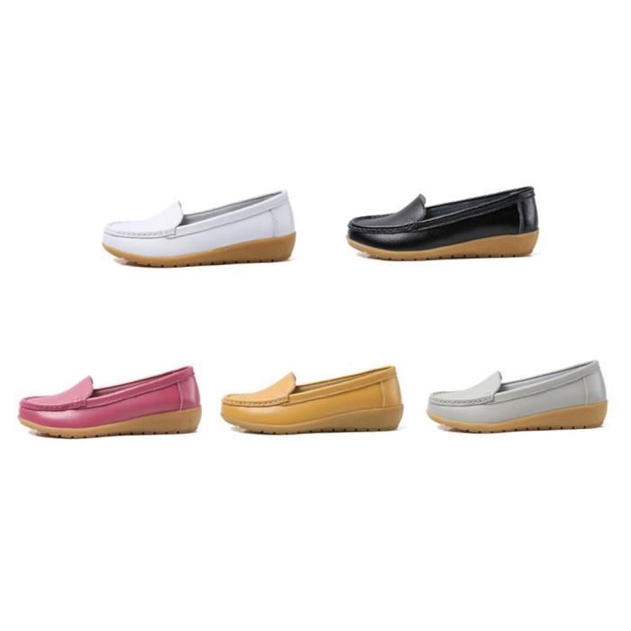 Mocassin Femme en Cuir Bicolore L g ret Doux Confortable t