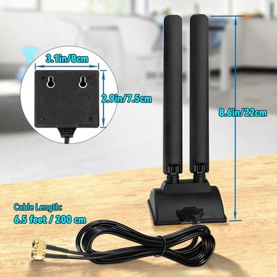 Antenne WiFi Tri-bande 12 DBi - Amplificateur Signal PC/routeur, Base Magnétique, Câble 1,2m, Plug-and-play