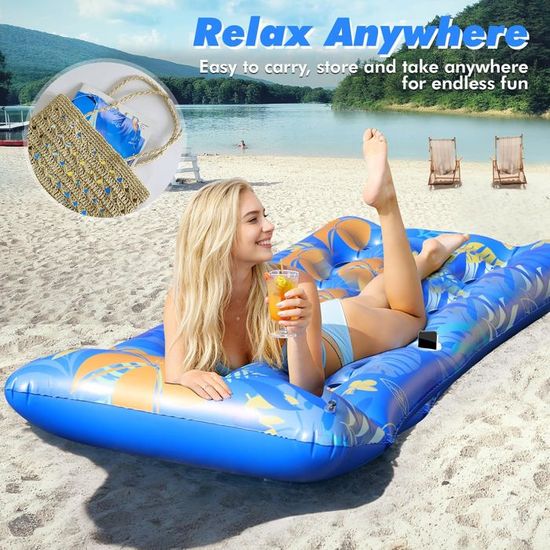 SOLAVERO – Bouée Piscine Adulte Géante 135 Cm – Fauteuil Gonflable Avec 2 Poignées Et Porte-gobelets – Idéal Pour La Détente
