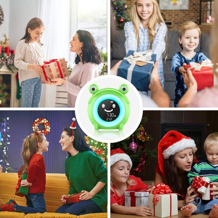 Kadoing® Réveil Enfant Lapin (blanc) - avec Expressions Faciales et Fonction Tapotement - Lumière de Réveil - Entraîneur de Sommeil - Veilleuse - Jouet Numérique Kadoing® Réveil Enfant Lapin (blanc) - avec Expressions Faciales et Fonction Tapotement - Lumière de Réveil - Entraîneur de Sommeil - Veilleuse - Jouet Numérique