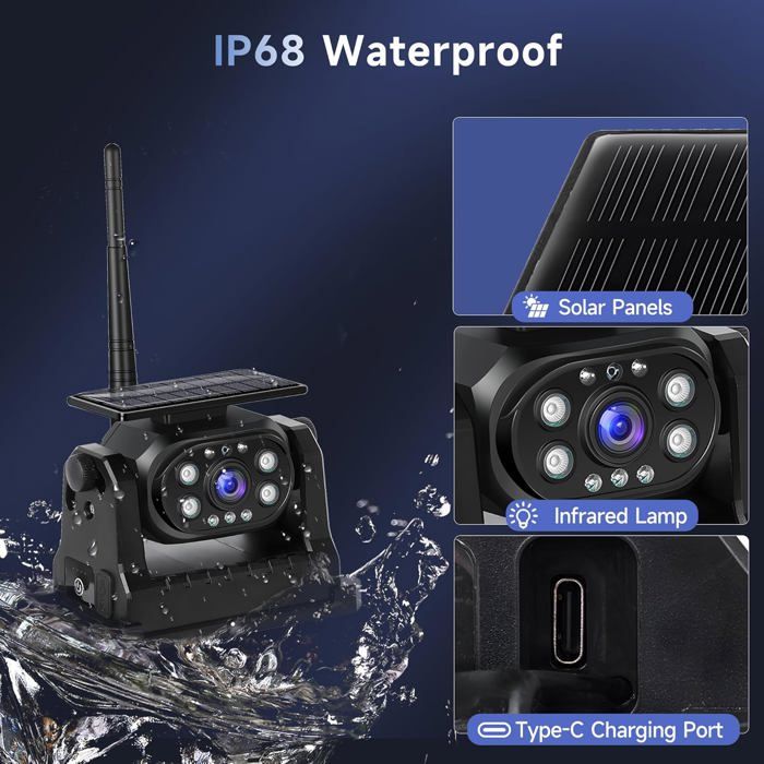 Caméra De Recul Sans Fil - Moniteur 4,3" IPS - Étanche IP68, Vision Nocturne, Lignes De Guidage Réglables - Pour Voiture, Camion, Caravane