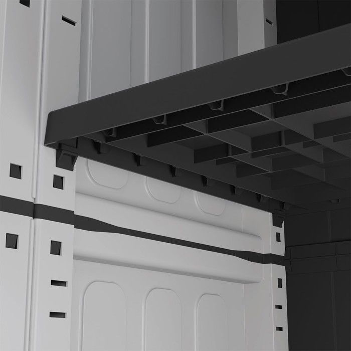 Armoire De Rangement Plastique 4 étagères - 65x37x165 Cm, Couleur Noir/gris, Pour Intérieur Ou Extérieur, étagères Réglables (15 Kg Chacune) - 11