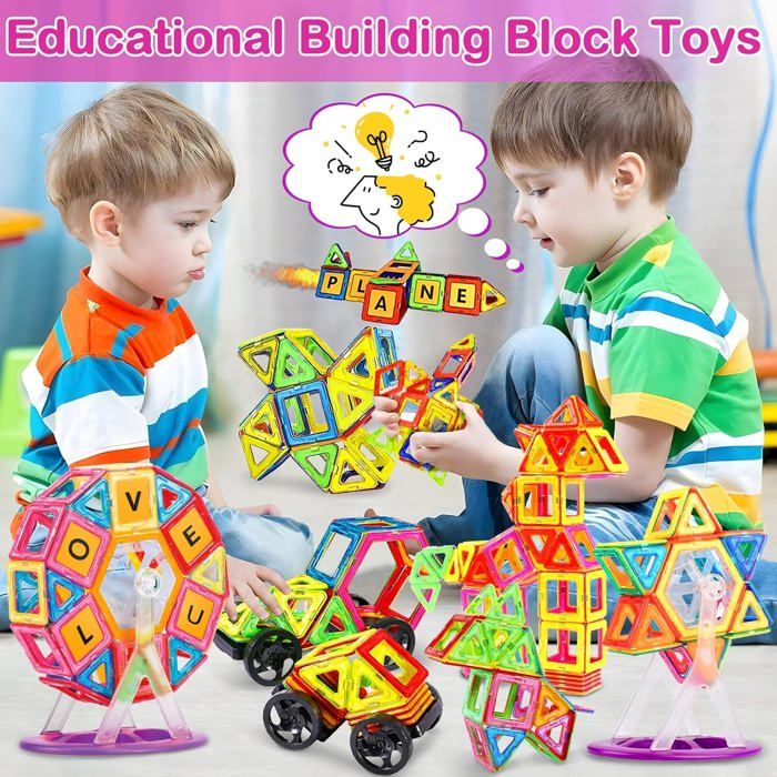 Blocs De Construction Magnétiques 120 Pièces,Jeux De Aimantés ...